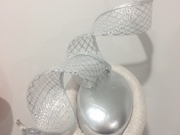 For Sale: Stunning silver metallic leather percher 