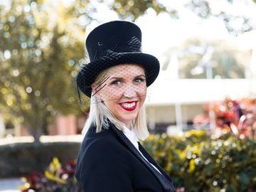 For Sale: Black felt top hat with french veiling and beading