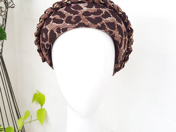 For Sale: Leopard Print Crown with Gold Chain Plait