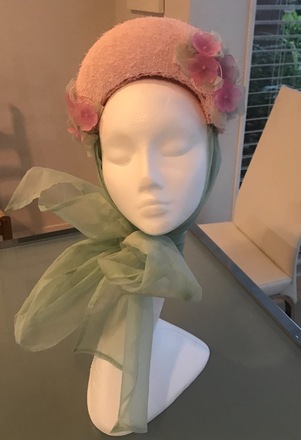 Pink headpiece with silk organza bow