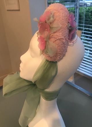 Pink headpiece with silk organza bow