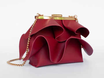 For Rent: Red vegan leather frill clutch bag 
