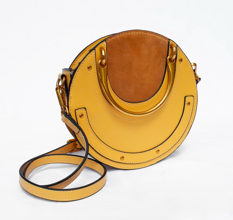 Yellow leather circle bag 