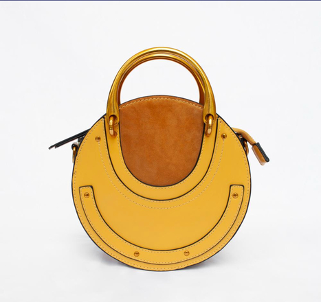 Yellow leather circle bag 