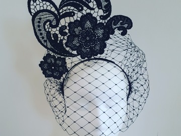 For Rent: Black lace headpiece with veiling