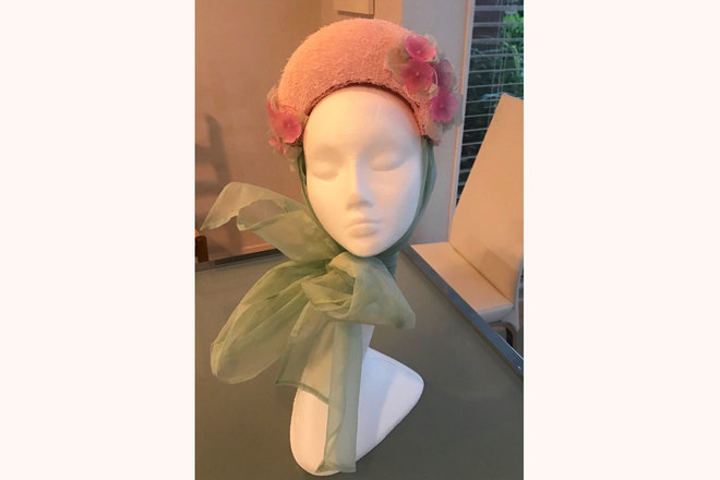 Pink headpiece with silk organza bow