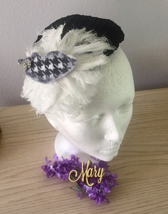 Black headpiece white flower Kiss Lips Collection 