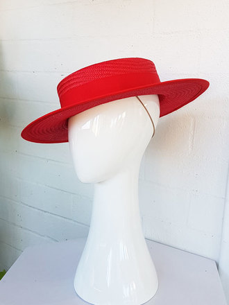 Red boater hat Clearance