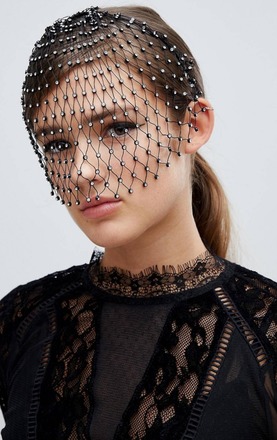 Headband with Crystal Studded Veil