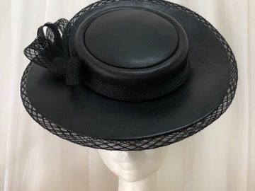 For Rent: Black Leather Boater Swirl Hat
