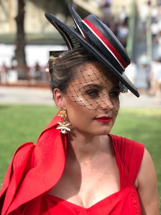 Black Leather Boater Swirl Hat