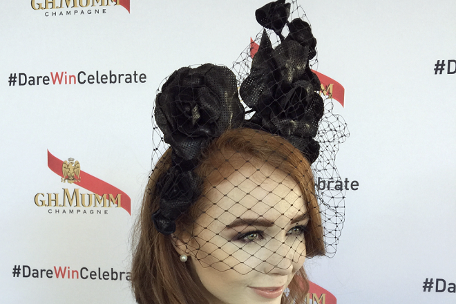 Black Leather Flowers with Veiling