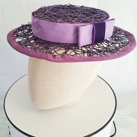 purple boater hat