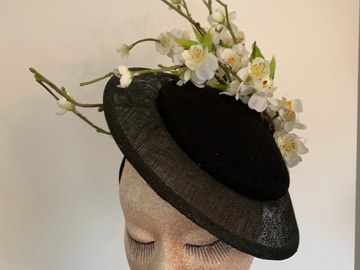 For Sale: Black hat with blossoms 