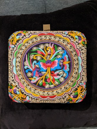 Multi Colour Embedded Square Clutch