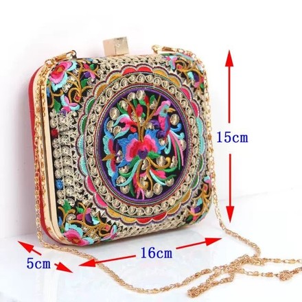 Multi Colour Embedded Square Clutch