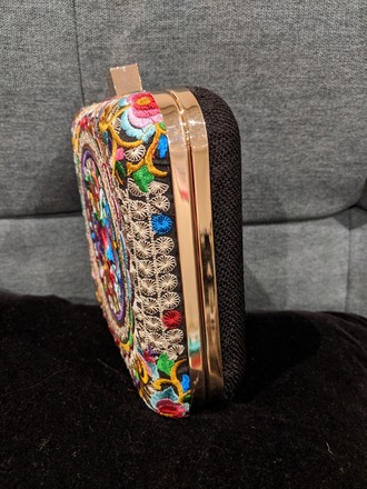 Multi Colour Embedded Square Clutch