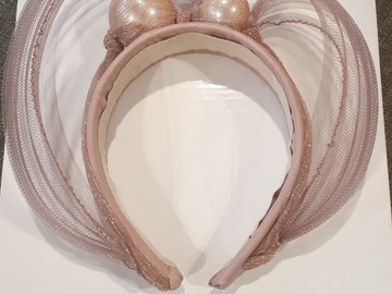 For Rent: Eve Til Dawn Pale Pink Sinamay Leather Headpiece Headband