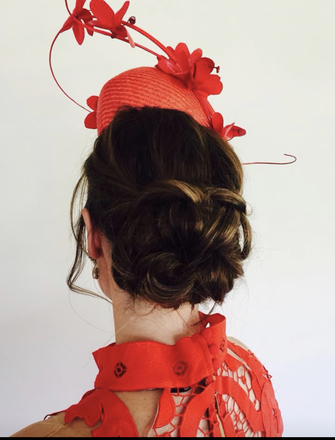 Red Straw & Leather Beret Style Headpiece
