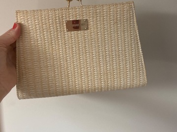 For Rent: Straw clutch with gold detail 