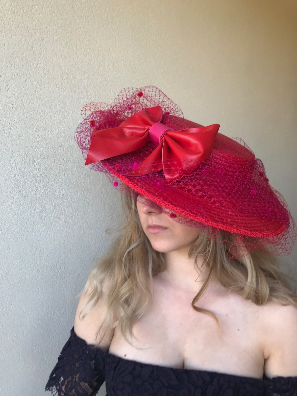 Big Red & Hot Pink Boater - Millinery Market display picture 1