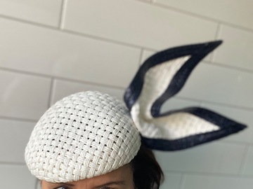 For Sale: Parisienne navy/white designer hat 
