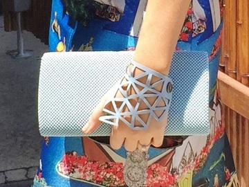 For Rent: ‘MAYA’ Powder Blue Laser Cut Leather Gloves