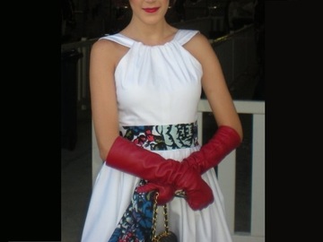 For Rent: 'TRAVIATA’ Red Elbow Length Ruched Leather Gloves
