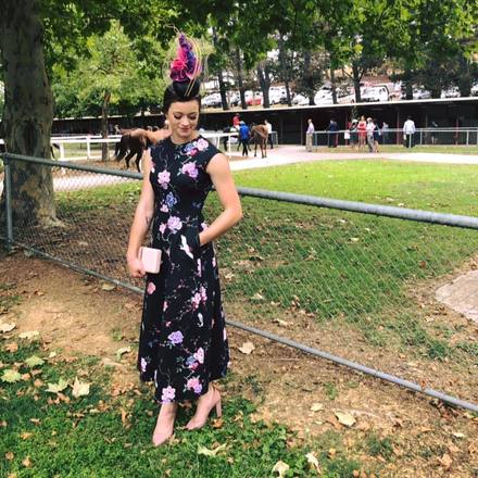 "Prism" RH millinery - Purple, pink and Black percher.