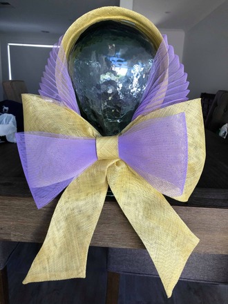 Millinery by Mel, Lilac and yellow headpiece