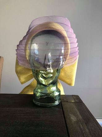 Millinery by Mel, Lilac and yellow headpiece