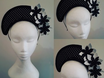 For Rent: Derby Day black and white headpiece