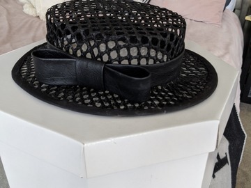 For Rent: Keegan Mae boater hat with leather bow trim