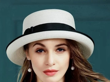 For Rent: Classic White Hat with Black Trim and Bow