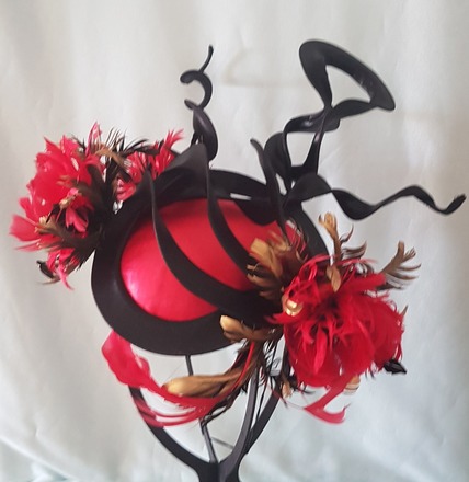 Black and red button headpiece