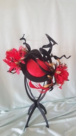 Black and red button headpiece