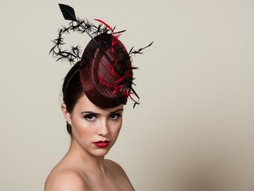 For Rent: Edith ~ Black and Red Sinamay Percher