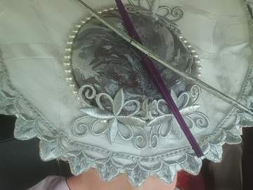 For Sale: Gorgeous Silver White Lavender Front Disc Percher Hat