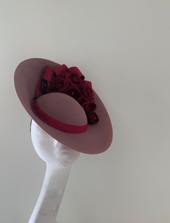 Dusky pink and burgundy hat