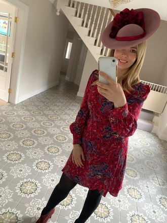 Dusky pink and burgundy hat