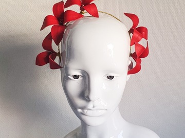 For Sale: Red floral leather headband 