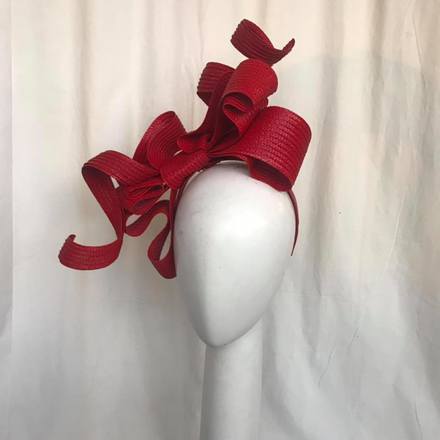Claire Hahn Red Straw Bow