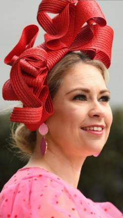 Claire Hahn Red Straw Bow