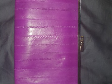 For Rent: Electric purple eel skin clutch 