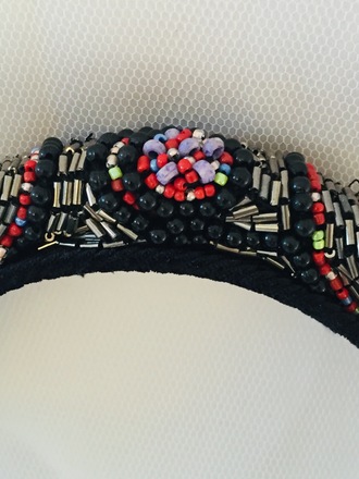 Black Beaded Headband 