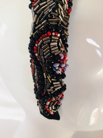 Black Beaded Headband 