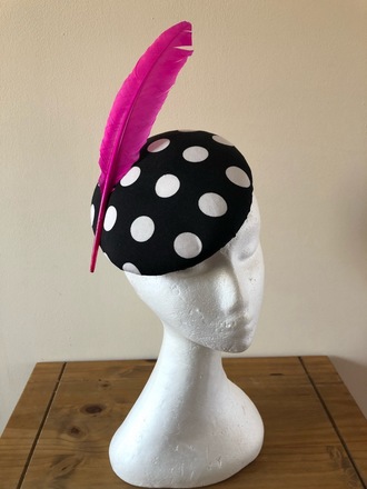 Black and white polkadot pillbox hat 
