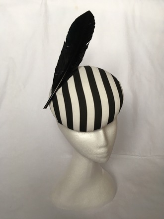 Black and white striped pillbox hat 