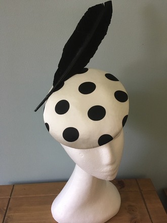 Black and white polkadot pillbox hat 