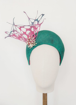 Spring Eternal-Green Sinamay Halo Crown
